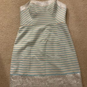 NWT Lilly Pulitzer strapless dress, optional straps 6, metallic striped